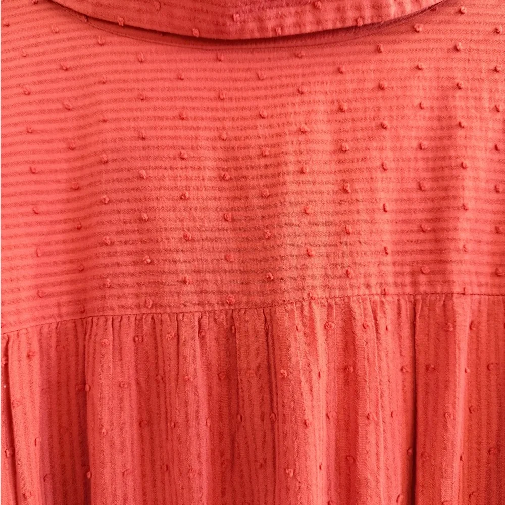 Textured Rust Button Front Belted Shirt Dress Size 1X - Picture 9 of 12